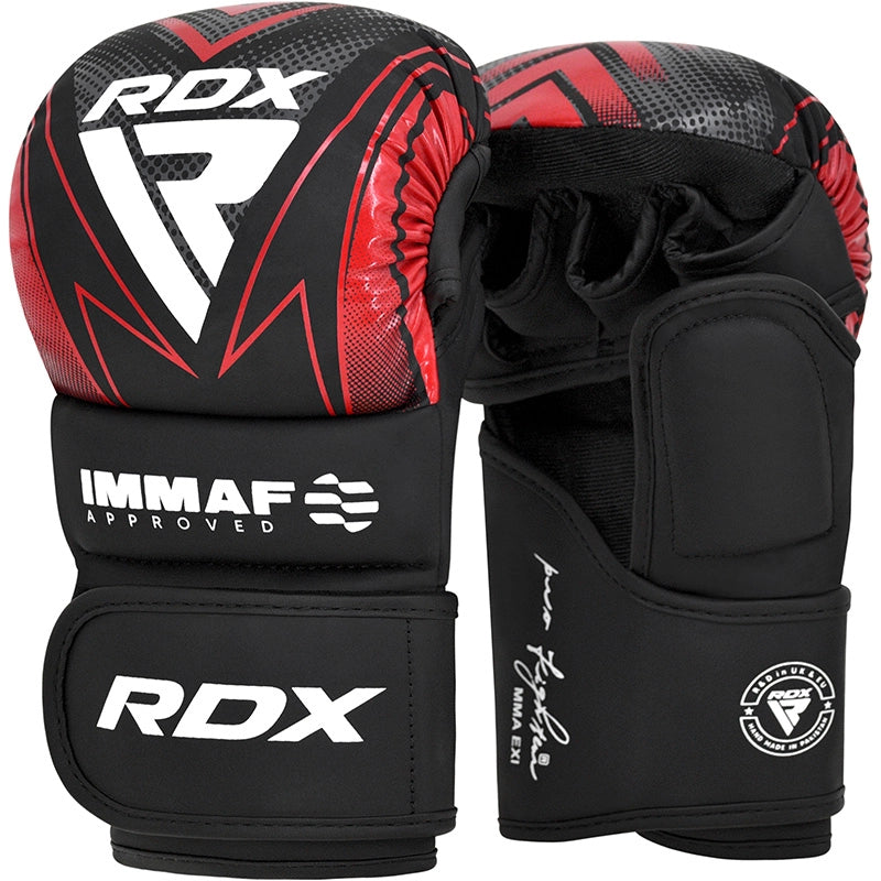 mma handschuhe oz IMMAF Approved Shooter Grappling Handschuhe Red