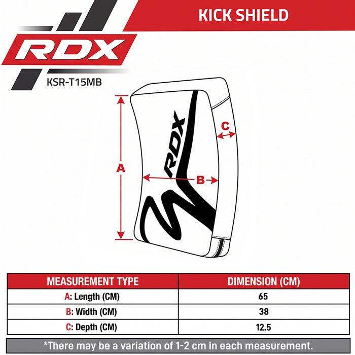 RDX T15 Noir Kick Shield Size Chart