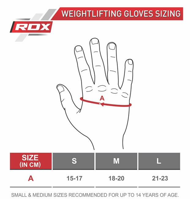 RDX F24 Floral Gym Workout Gloves for Women Size Chart