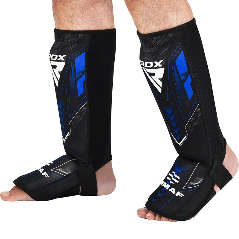 RDX IMMAF Approved Neoprene Shin Instep Guards Blue