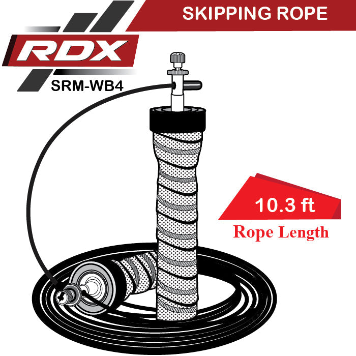 RDX B4 Adjustable 10.3ft Skipping Rope with 2 Tangle-Free Steel Wires Size Chart