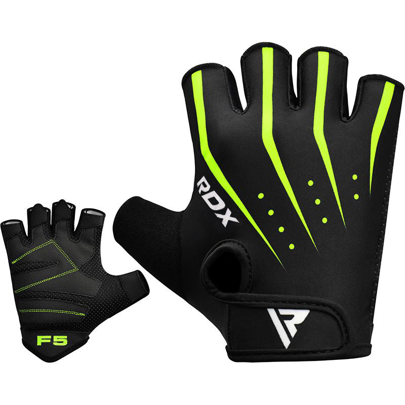 RDX F5 WeightLifting Gym Gloves#color_green