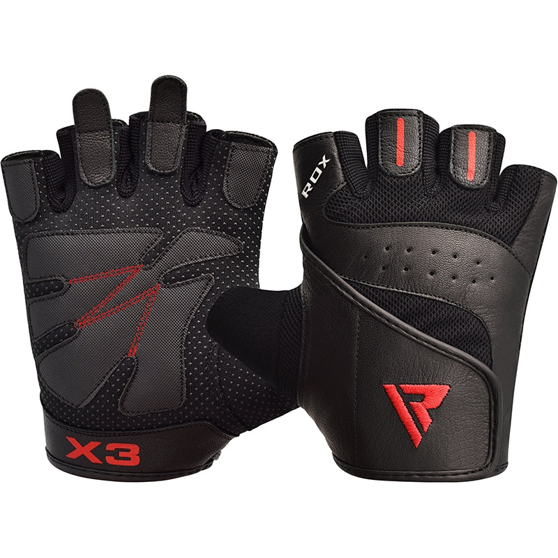 RDX S2 Schwarz Leder Gym Handschuhe