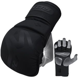 RDX T15 Noir MMA Handschuhe Sparring in Schwarz Kunstleder 7oz