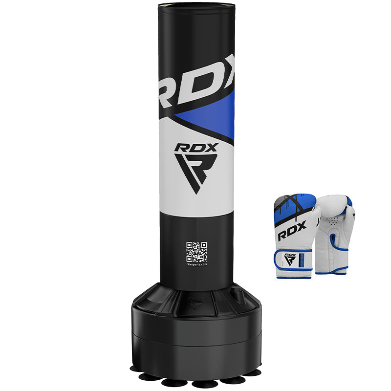 RDX R8 4ft Kids Free Standing Punch Bag Grey With Gloves For Training & Workout Set #color_Blue