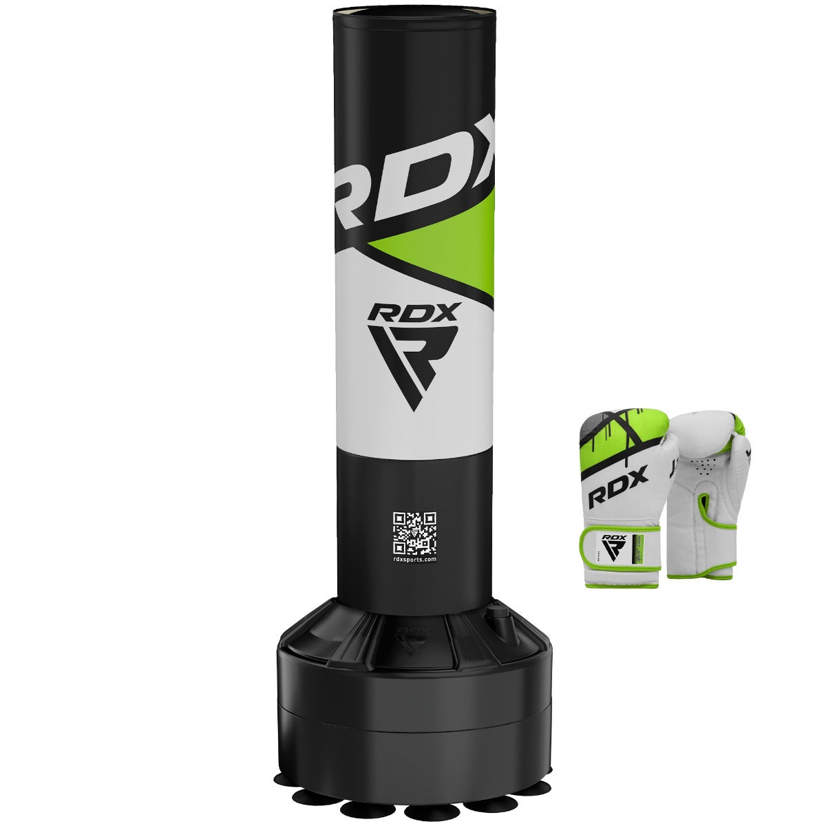 RDX R8 4ft Kids Free Standing Punch Bag Grey With Gloves For Training & Workout Set #color_Green