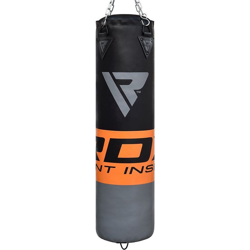 RDX F12 4ft / 5ft 3-in-1 Punch Bag & GlovesBlack / Orange / Gray Set